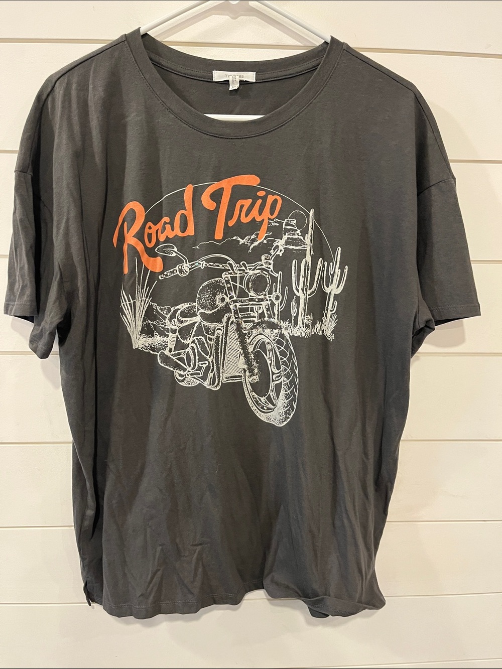 Maurices Grey Short-Sleeve Tee with Orange and White 'Road Trip' Graphic